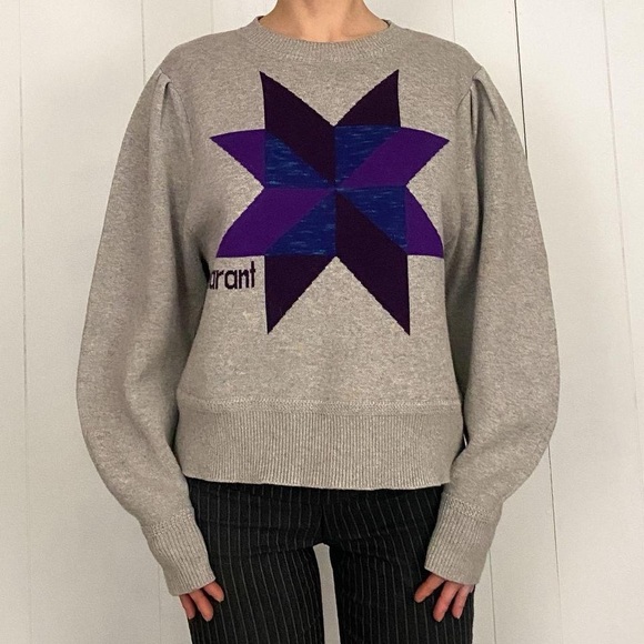 Isabel Marant Gray and Purple Star Sweater - Picture 4 of 5